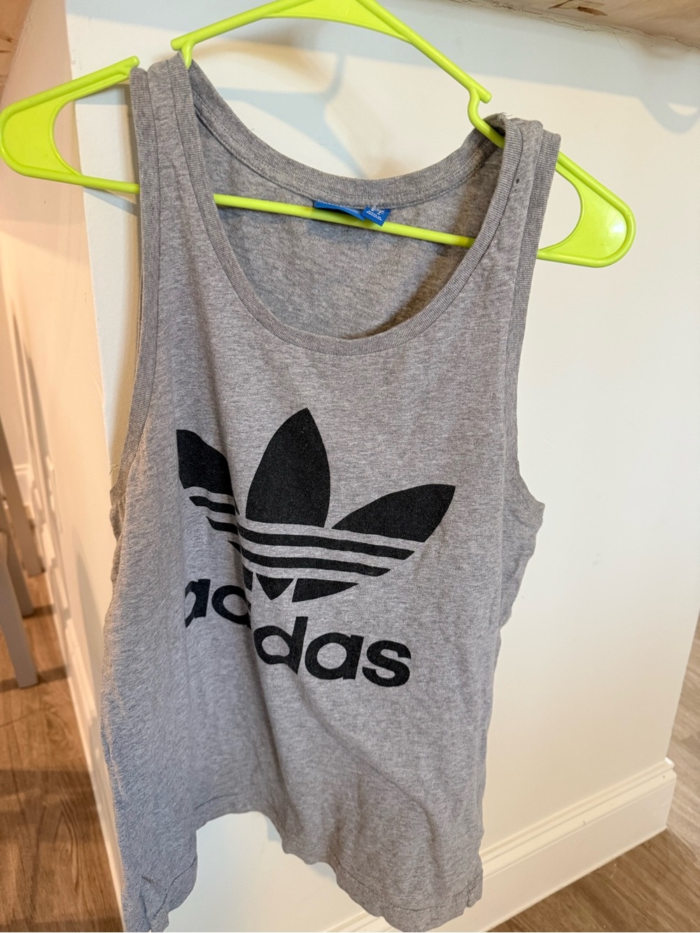 adidas Grey Tee with Blue Trefoil Tag